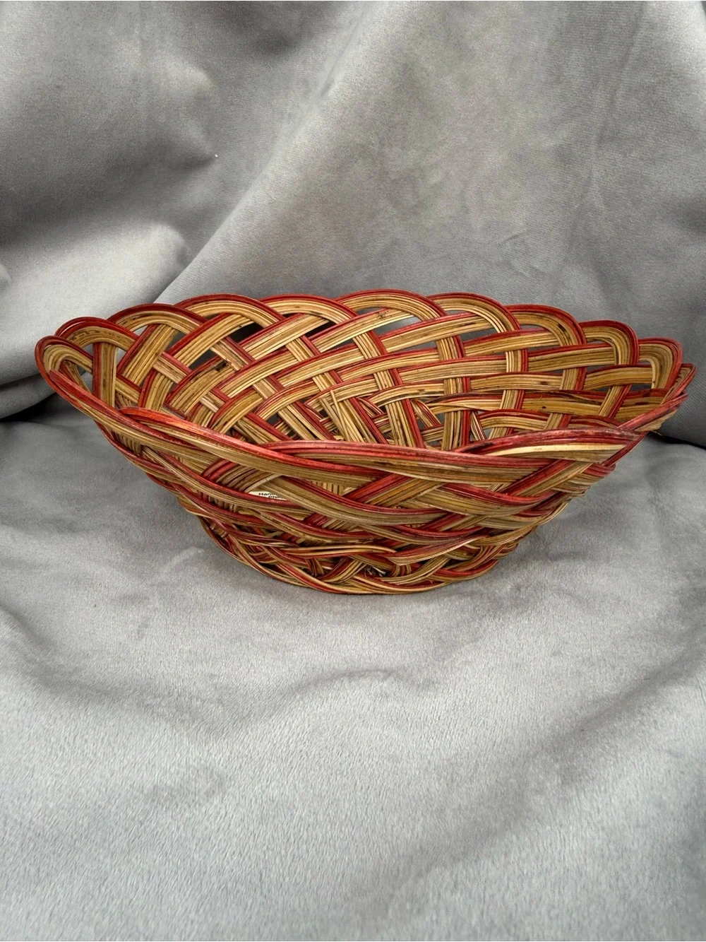 Vintage Scalloped Wicker Basket Bowl 10